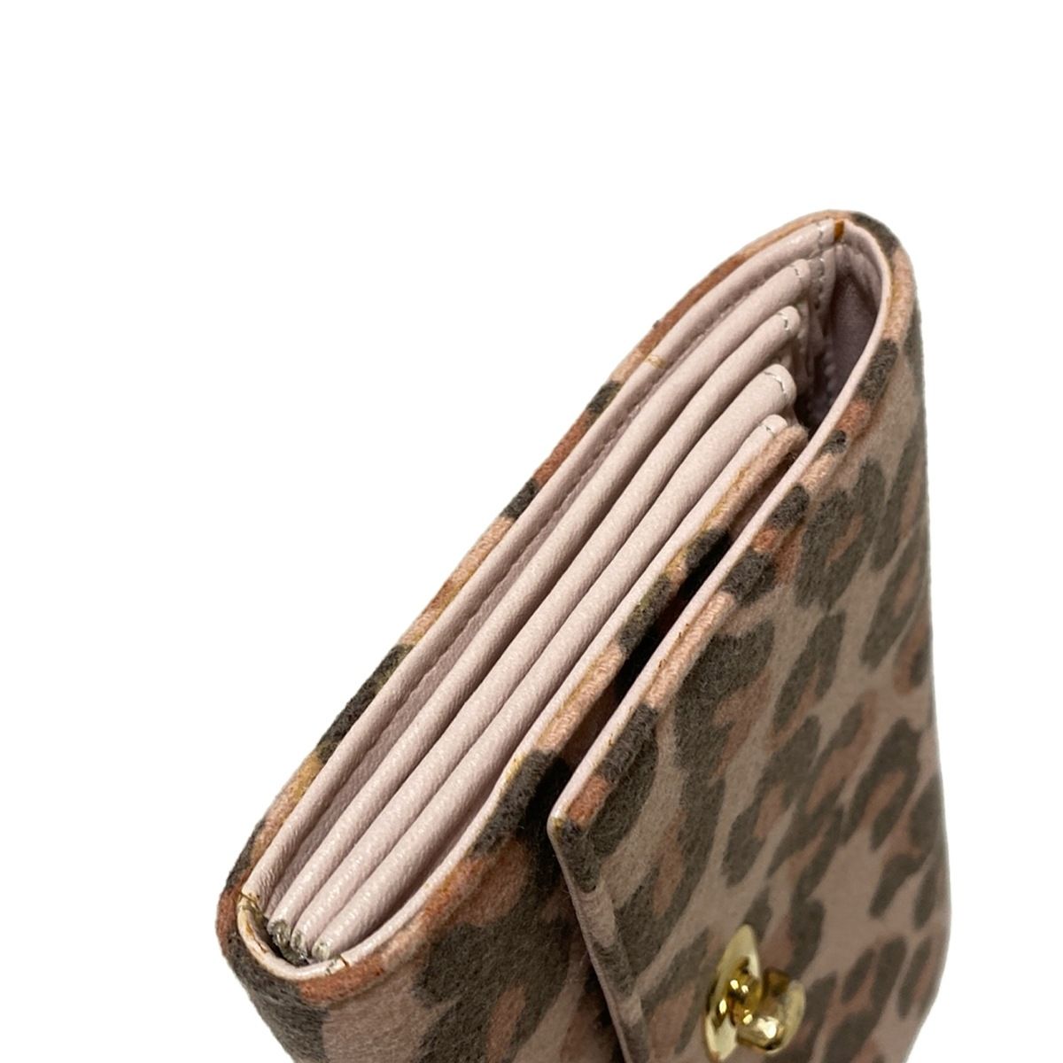  A.P.C. アーペーセー 長財布 - ピンク×ピンクベージュ×黒 豹柄 ウール カシミヤ その他 小物