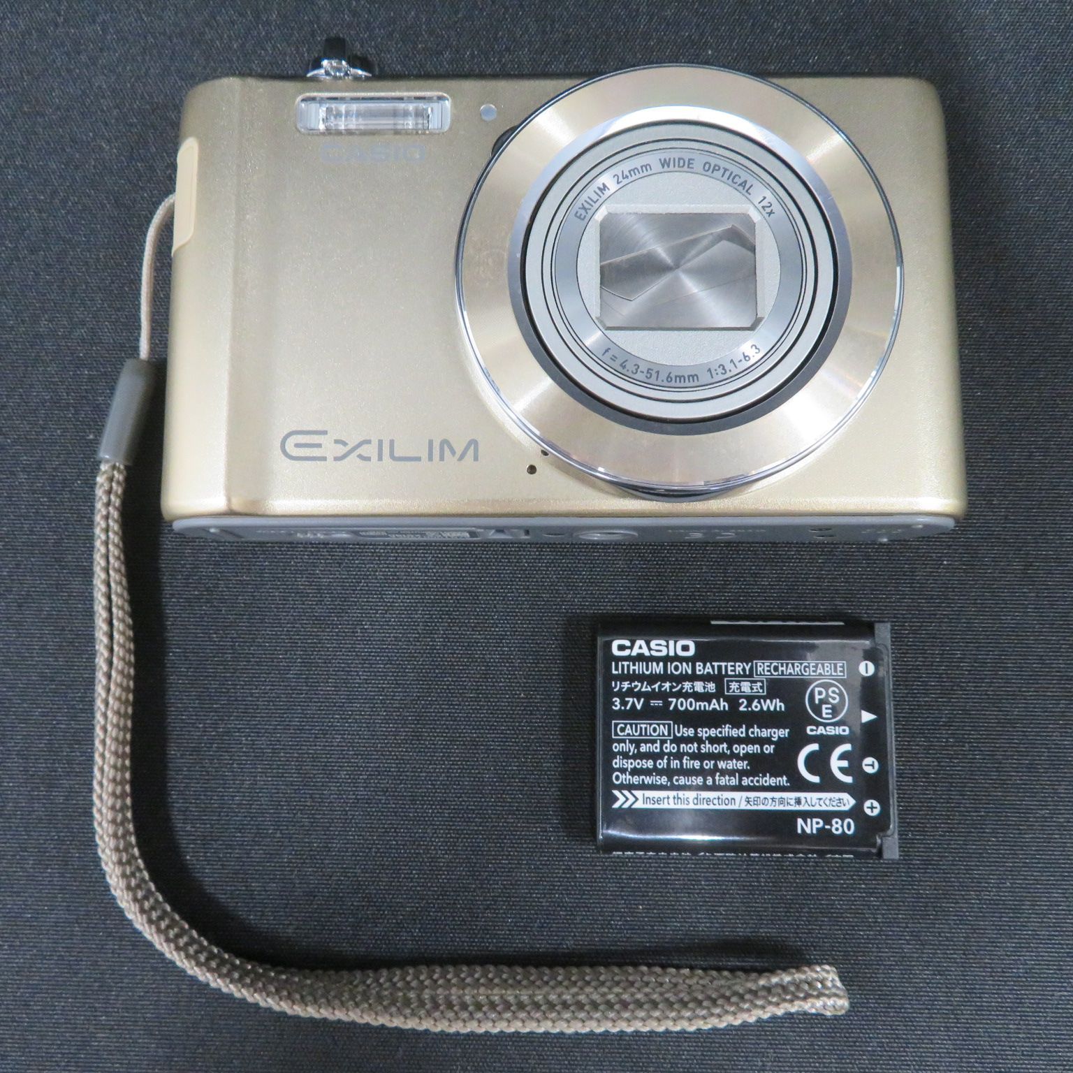 7149 デジタルカメラ EX-ZS190 純正バッテリー NP-80 CASIO カシオ 光学１２倍ズーム ゴールド み