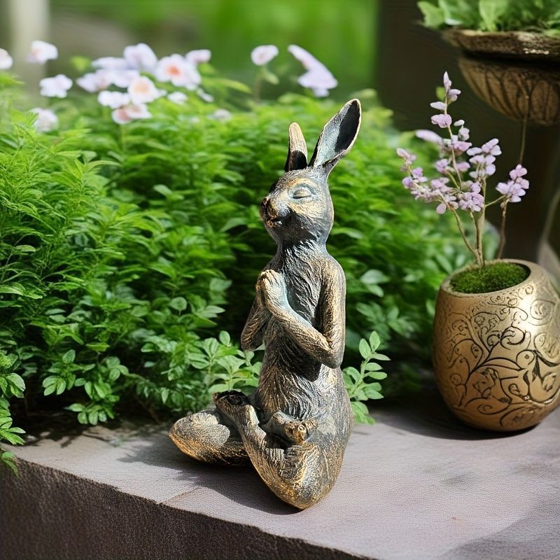  置物 オブジェ ガーデンオーナメント 瞑想しているウサギ うさぎ ラビット 屋外 屋内 インテリア 玄関 リビング ダイニング 装飾 庭 ガーデニング 装飾 ガーデン 樹脂 ギフト インテリア 置物 置物 インテリア小物