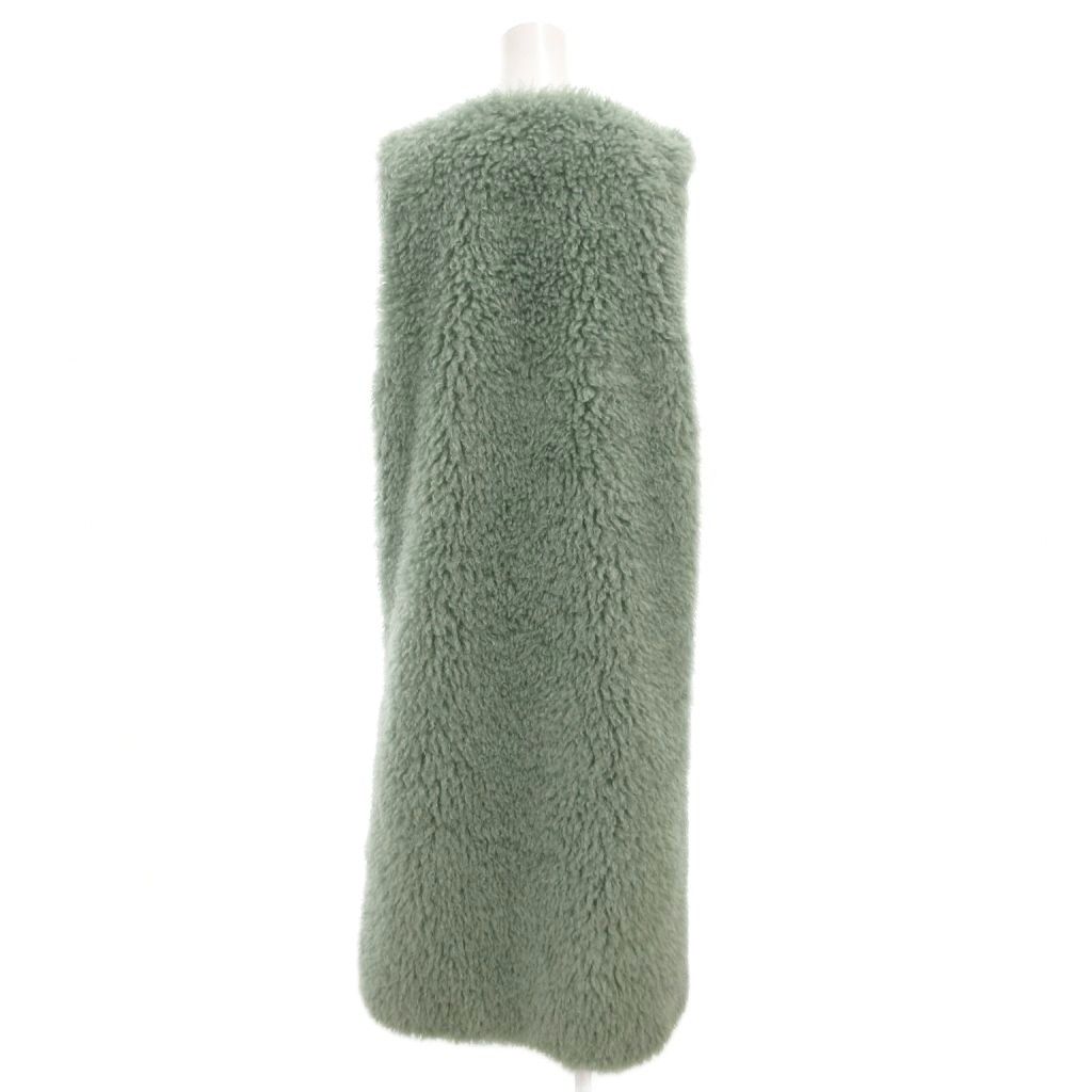 エボニー EBONY フェイクファーロングベスト ジレ ボタンレス 羽織 2 緑 グリーン GV GY30