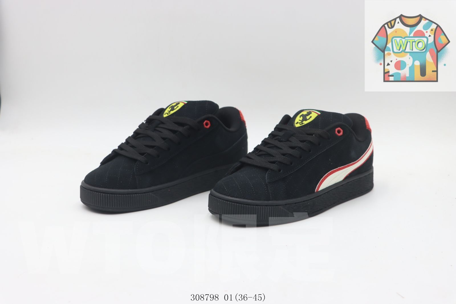 今日 プーマのスケートシューズ 白黒赤 308798 01-WTO輸入2 スニーカー キッズシューズ ベビー キッズ