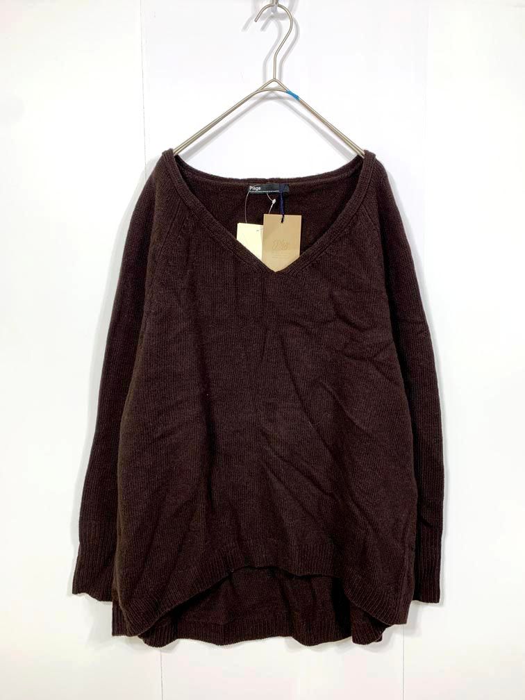 Plage プラージュ 16-080-922-5010-3-0 スーパーファインウールVネック プルオーバー sizeF 茶 レディース
