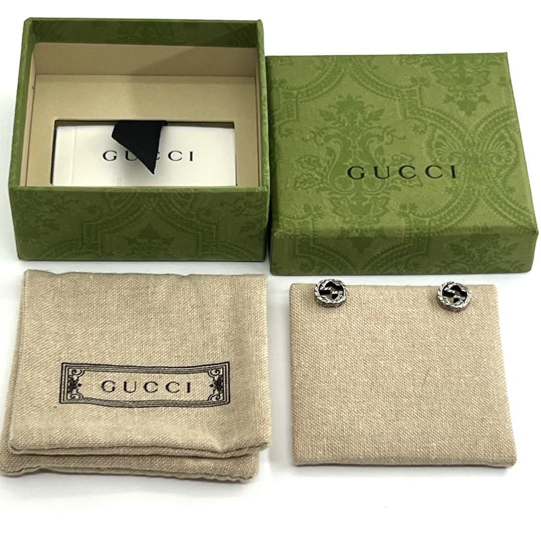 GUCCI インターロッキングg シルバー925 両耳 スタッズピアス4-124