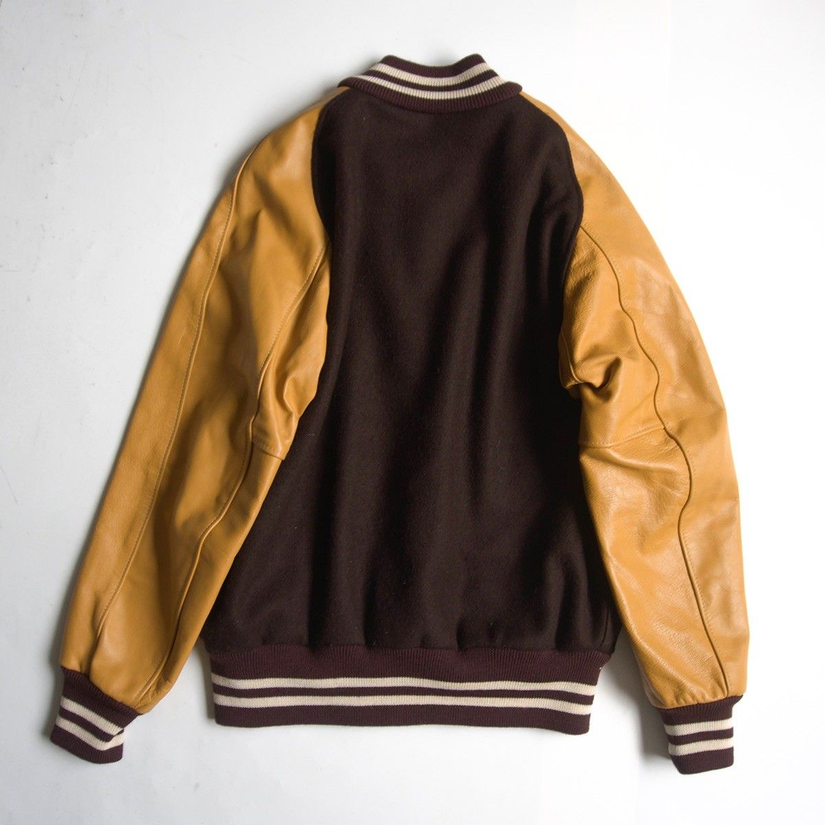 ビッグサイズ42 SKOOKUM メルトン×レザー スタジャン スクーカム ブラウン ジャケット 25110263