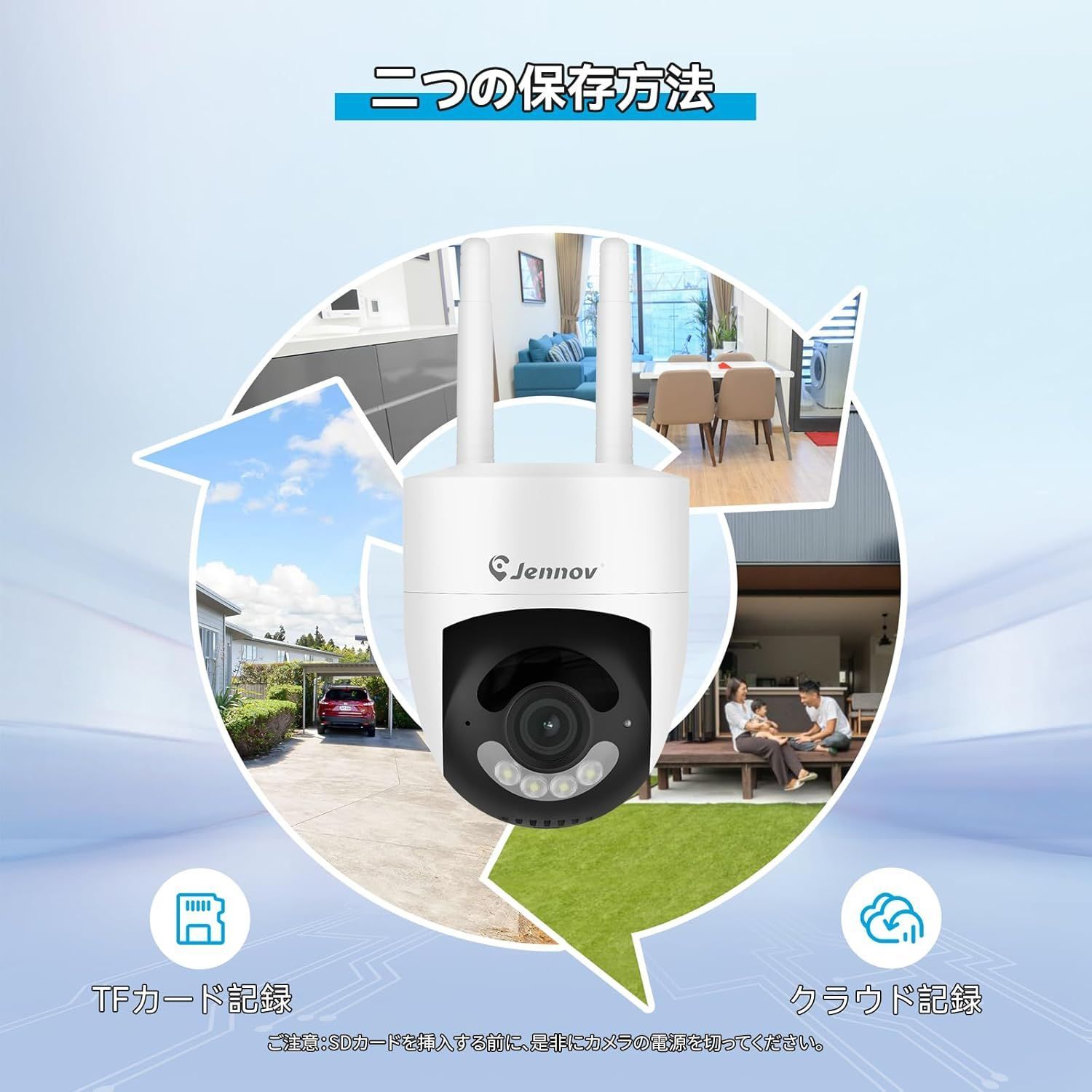 2点セット防犯カメラ 屋外 防水 自動追尾機能 360度広角撮影 2.4GHz