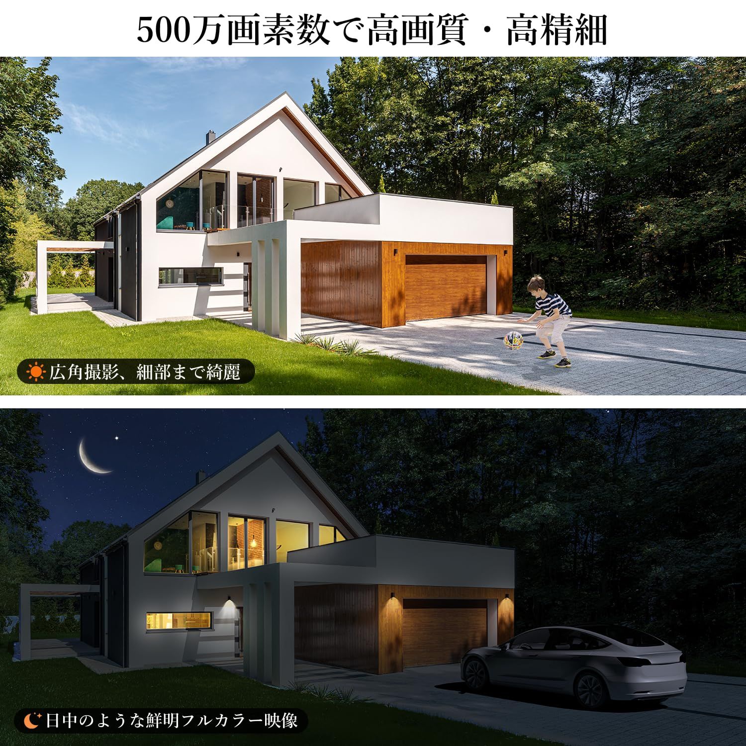 防犯カメラ ワイヤレス 屋外 500万超高画素 AI人物検知 防犯灯 人感センサー発光 フル 暗視 双方向通話 サイレン警報 暗視撮影 IP66防水防塵 YESKAMOO 監視カメラ単体使用 500万画素ワイヤレス防犯カメラセットに増設対応 ネッ