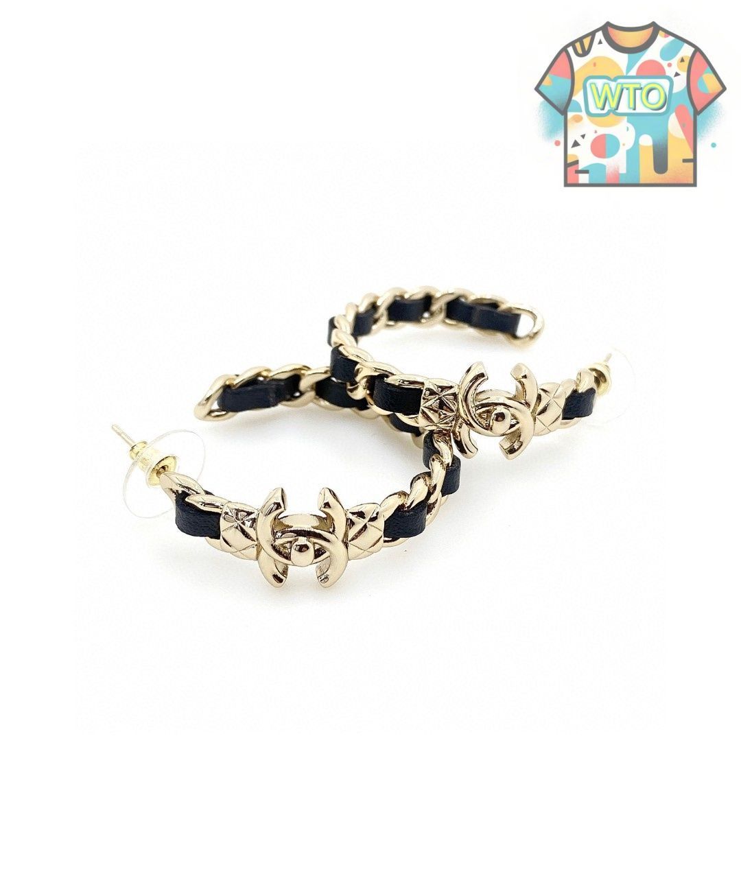 WTO通販 21 新 Chanel ブラックチェーン羊皮 クラシックダブル C イヤリング 在庫 価格-WTO輸入-MPD10