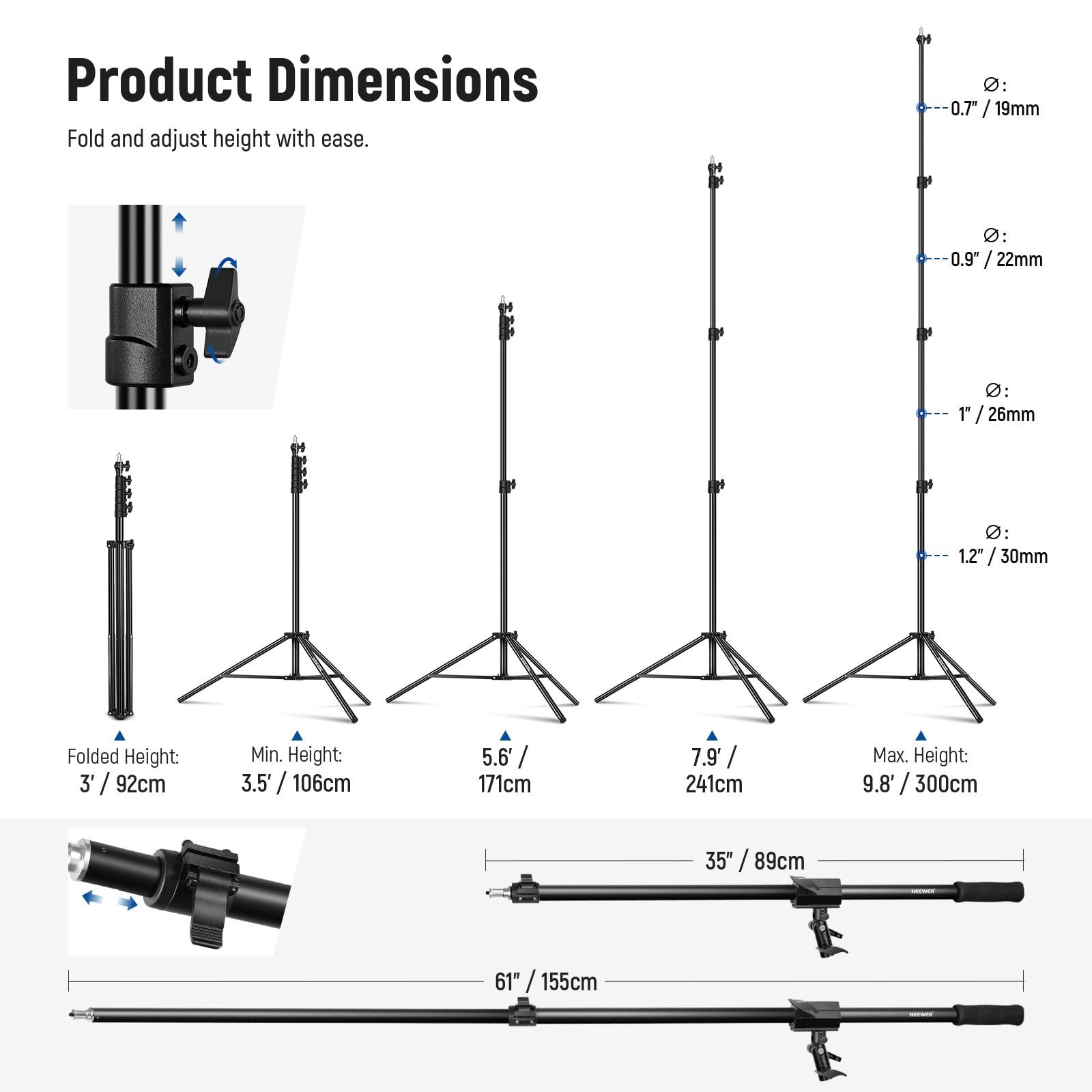 NEEWER エアクッションライトスタンド ブームアーム カウンターウェイト サンドバッグ 1 4ネジ付き 3mまで調節 な撮影スタンド ソフトボックス スタジオライト フラッシュ アンブレラ リングライトに適用 最大荷重 5kg WWW_OPDRERGINERDOGAN_COM
