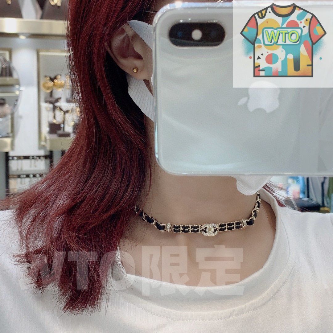 WTO通販 Chanel シャネル 2025 年新モデル 皮紐ネックレス ブランドの Ch nel 文字付き 黒皮紐ネックレス 在庫 価格 -WTO輸入-BJG65