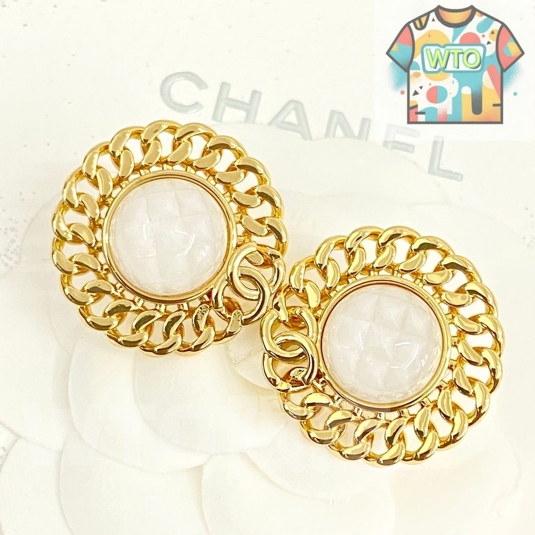 WTO通販 CHANEL シャネル 24 年 丸形ヴィンテージ メタル イヤリング -WTO輸入-FMS 46