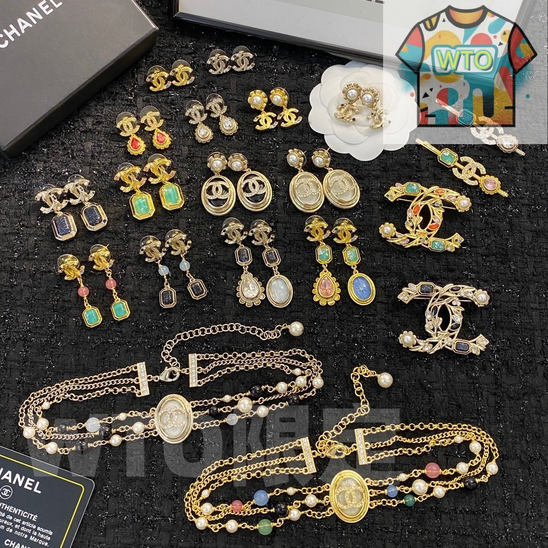  WTO通販 CHANEL シャネル 22 年 ブラック ジェム ブローチ WTO輸入 WFV 87 イヤリング ノンホールピアス アクセサリー