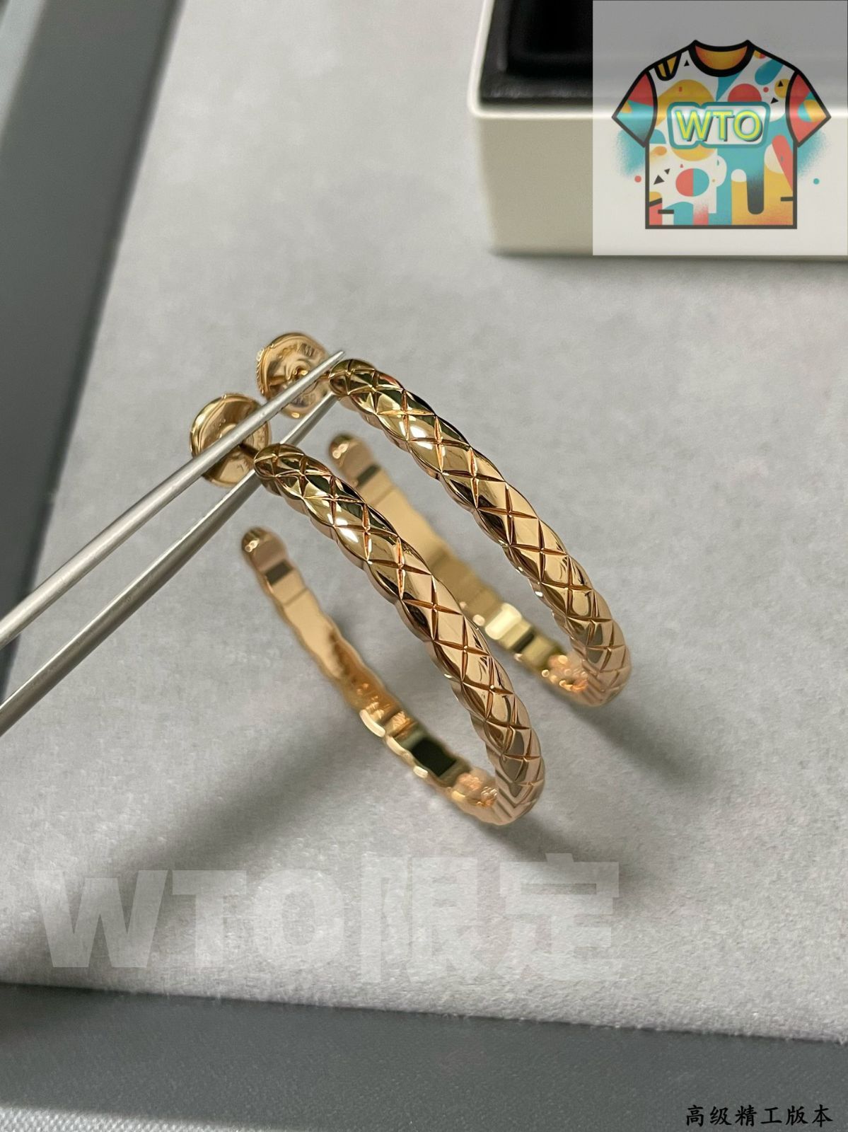  今日 V 金素材 CHANEL シャネル CNC 精密彫刻 ラージサイズ 菱格 ダイヤモンドクォーター 光面イヤリング イヤリング ノンホールピアス アクセサリー