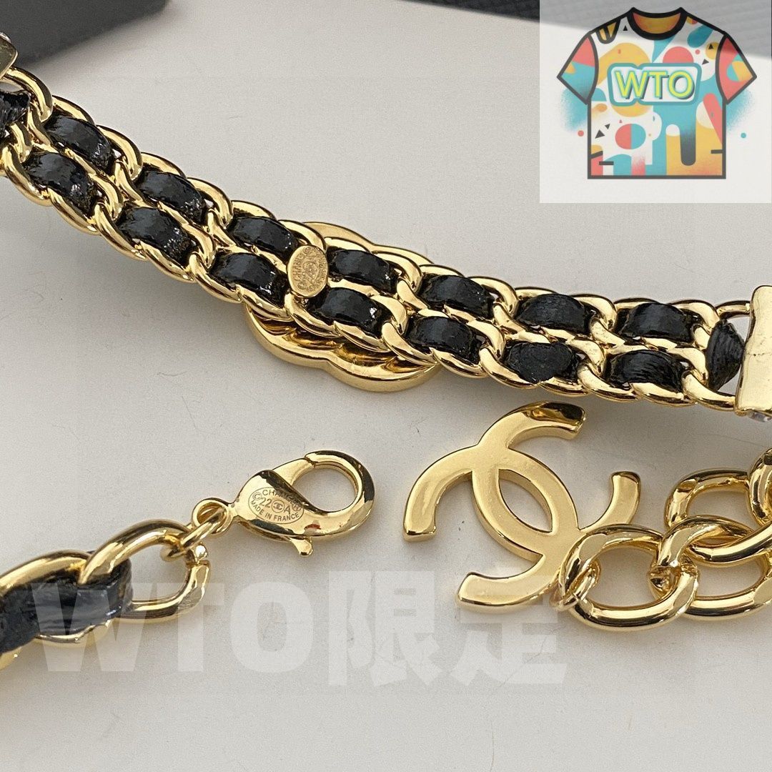  WTO通販 Chanel シャネル 2025 年新モデル 皮紐ネックレス ブランドの Ch nel 文字付き 黒皮紐ネックレス 在庫 価格 -WTO輸入-BJG 65 イヤリング ノンホールピアス アクセサリー