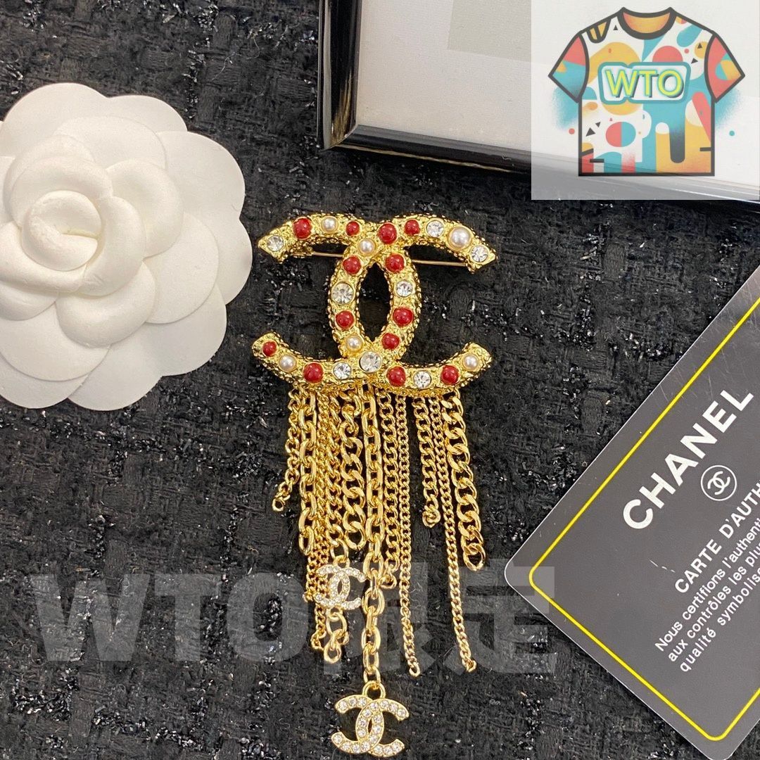 WTO通販 CHANEL シャネル 23 年 ダブル C チェーン フランス式ブローチ -WTO輸入-ADB72