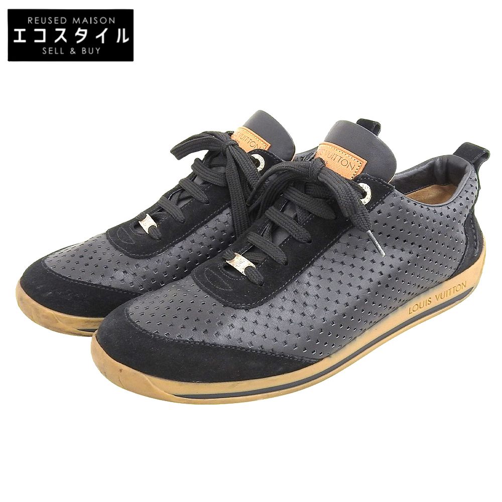 LOUIS VUITTON ルイヴィトン レザー パンチング スニーカー シューズ レディース ブラック 38 04年