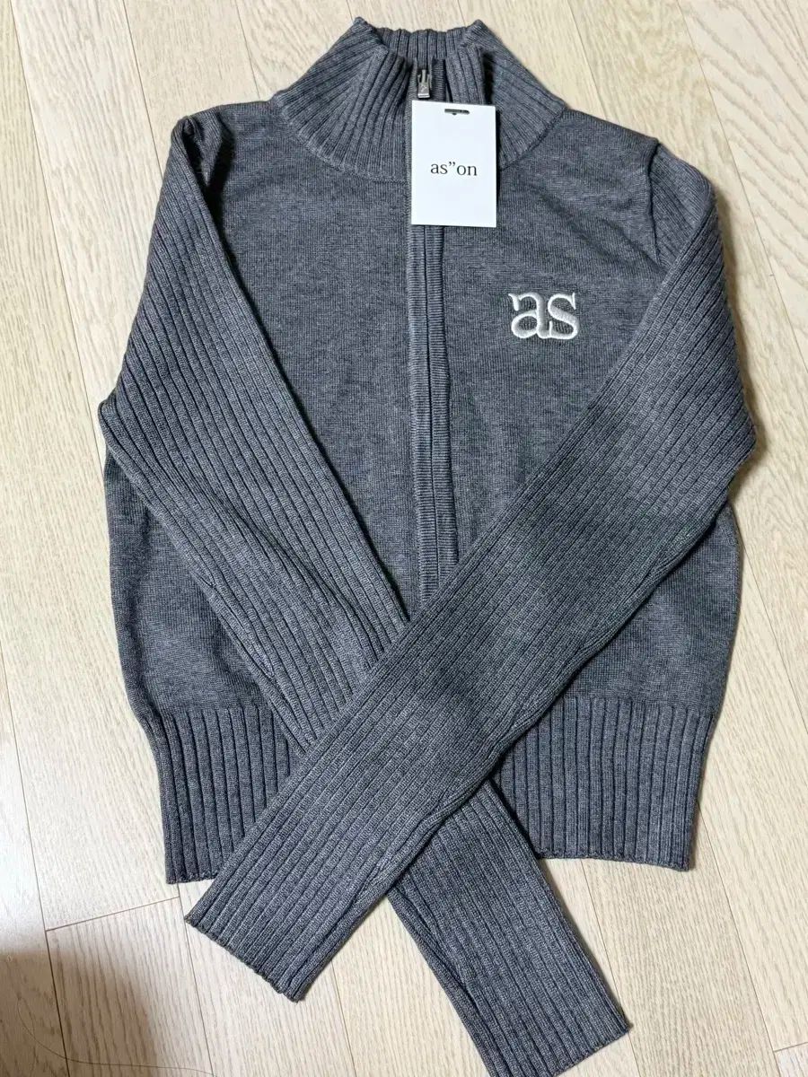 アズオン 麻 マロン ジップアップ チャコール