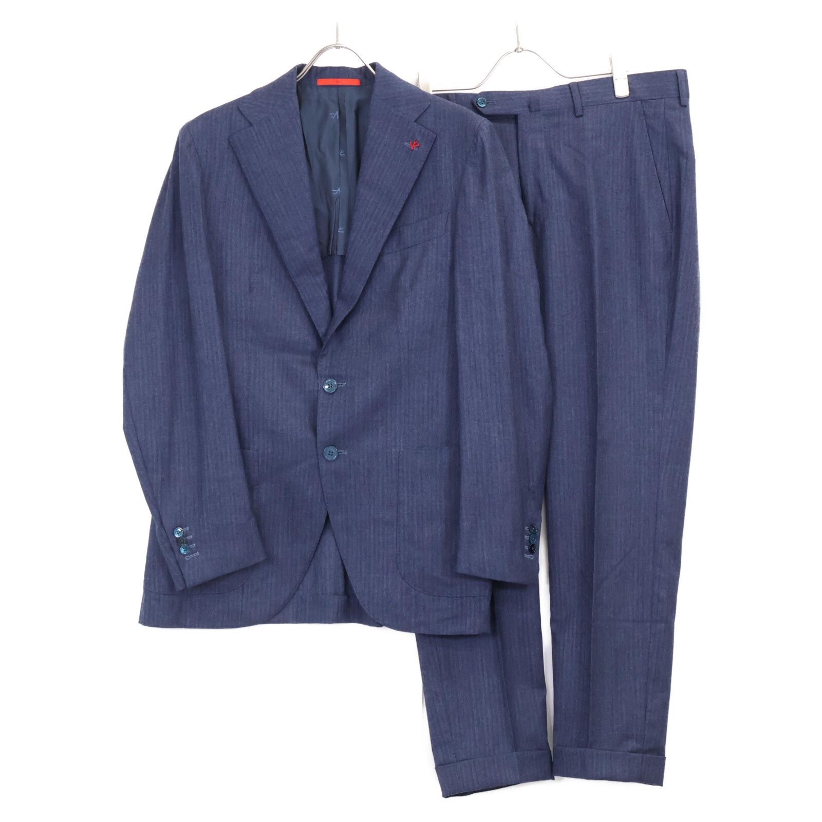 ISAIA イザイア PR41 04020 02153 シルク混 シャドウストライプ シングルスーツ 46