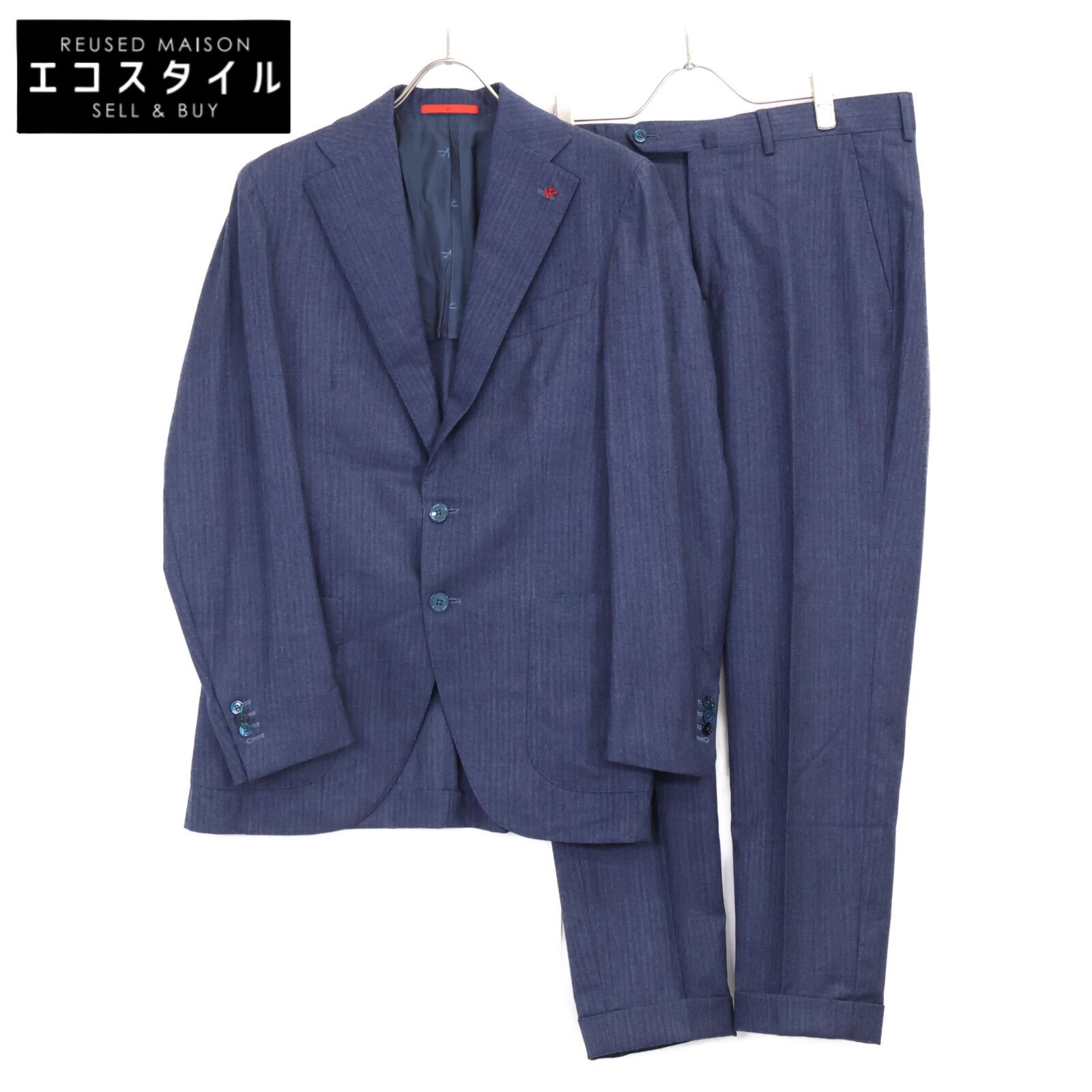 ISAIA イザイア PR41 04020 02153 シルク混 シャドウストライプ シングルスーツ 46