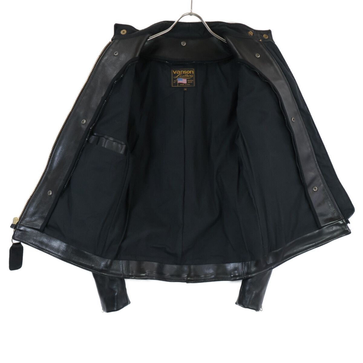 【美品】VANSON バンソン type B シングルライダース ブラック 34 VANSON バンソン MODEL B シングル ライダース ブラック アメリカ製
