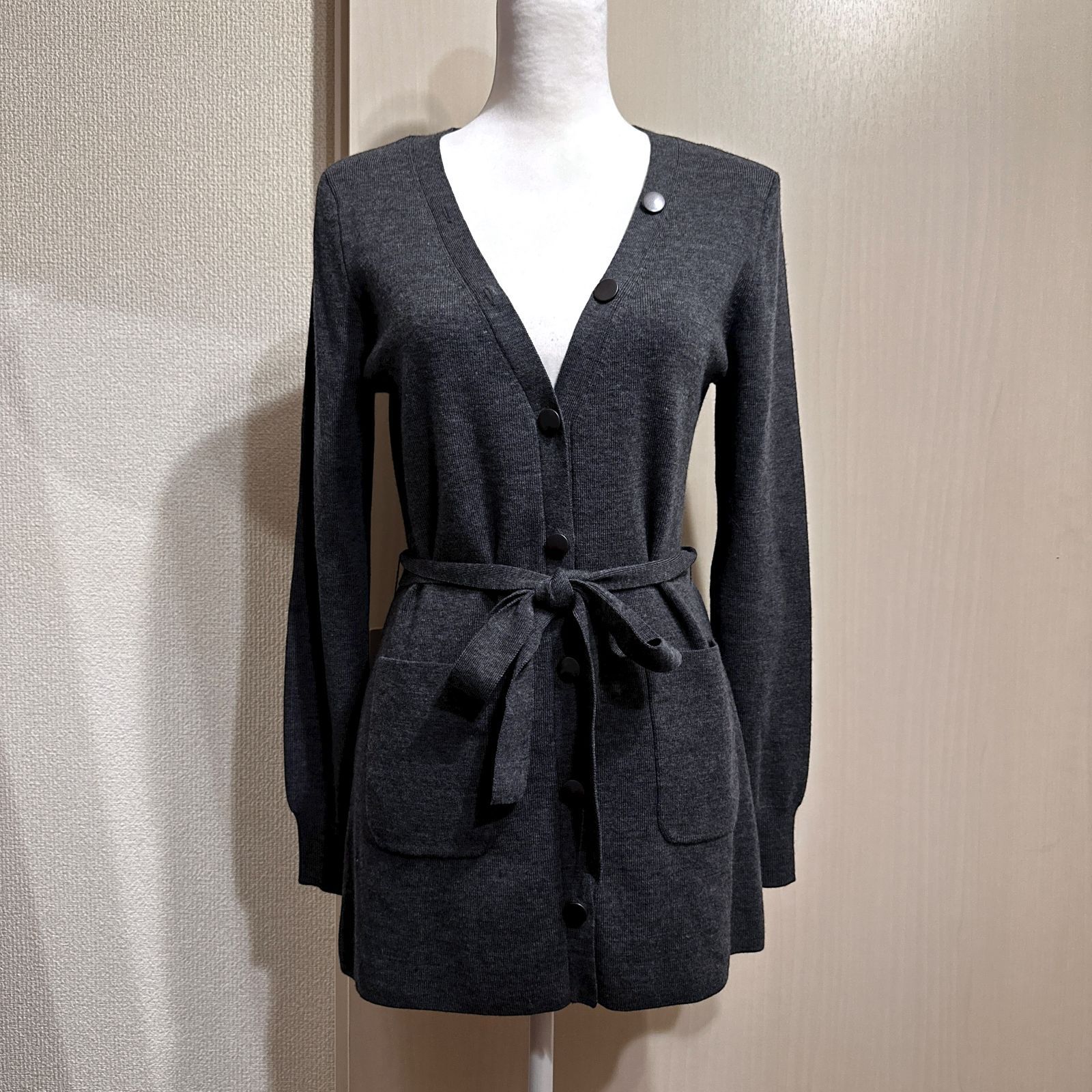 NARACAMICIE ニットカーディガン 紐付 グレー サイズ2 ak652