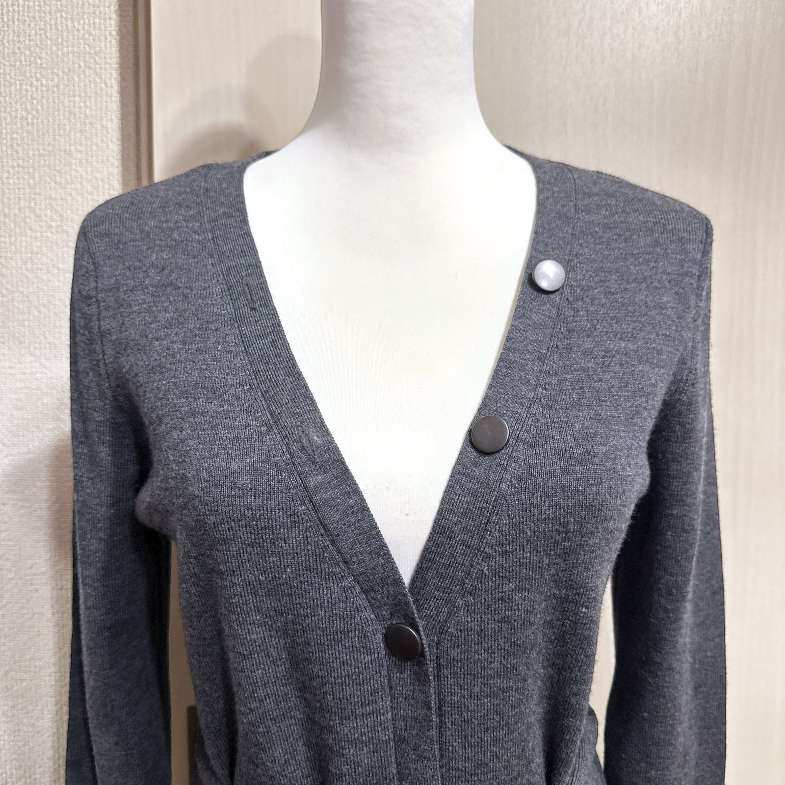 NARACAMICIE ニットカーディガン 紐付 グレー サイズ2 ak652