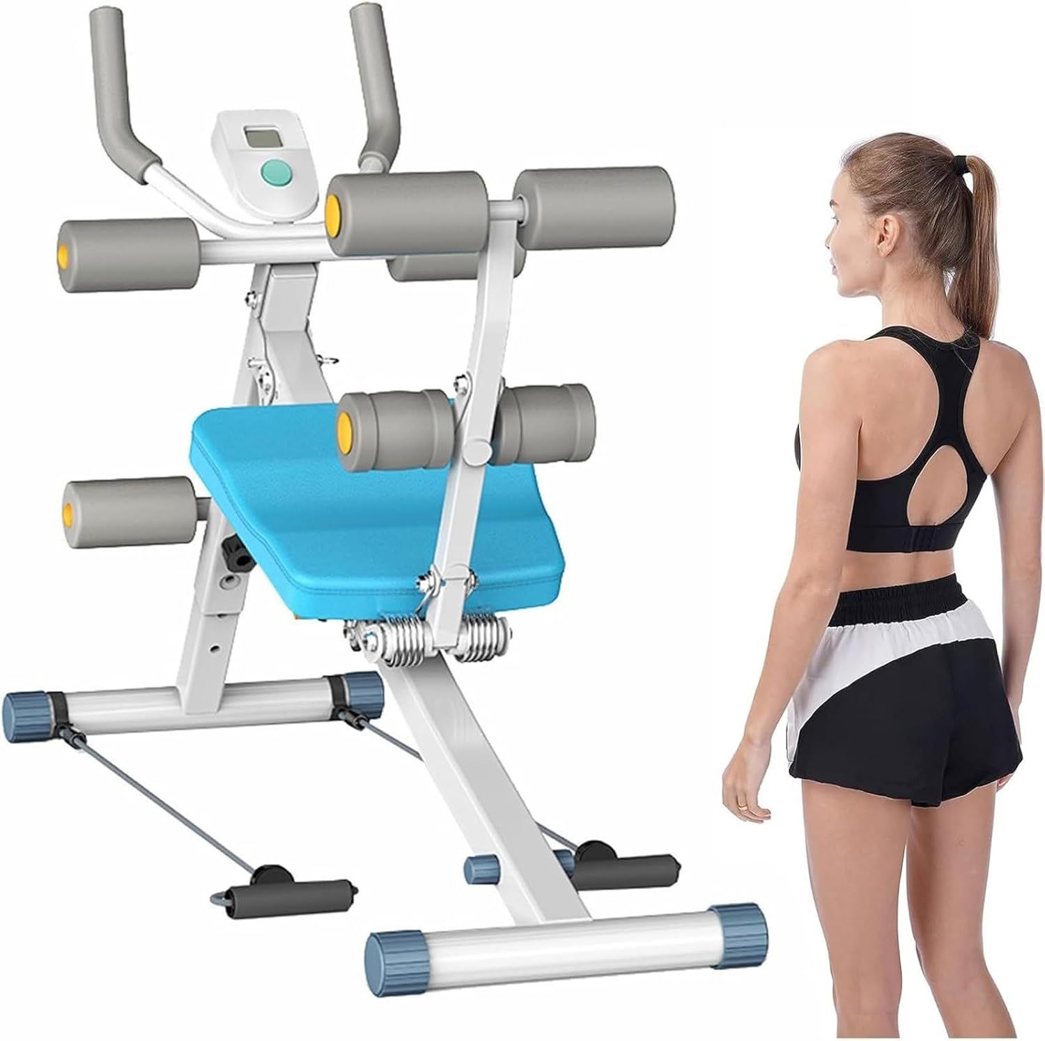 家庭用腹筋マシン スマートカウンター付きポータブル折りたたみ式腹筋トレーナーマシン