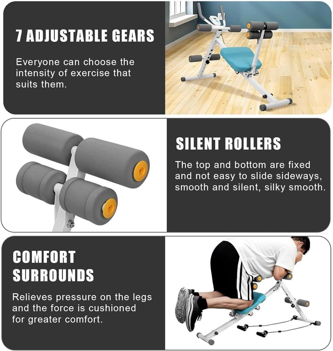  腹筋トレーニング機器 家庭用腹筋マシン スマートカウンター付きポータブル折りたたみ式腹筋トレーナーマシン 4段階の高さ調節コアマシン シットアップボード シットアップベンチ エクササイズグッズ