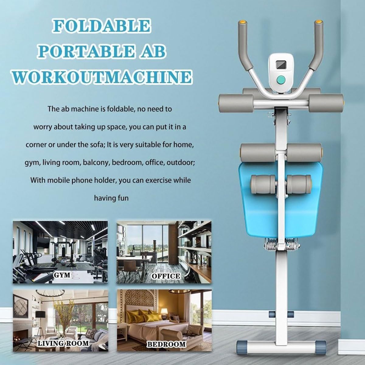 家庭用腹筋マシン スマートカウンター付きポータブル折りたたみ式腹筋トレーナーマシン