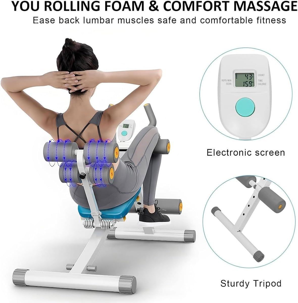 腹筋トレーニング機器 家庭用腹筋マシン スマートカウンター付きポータブル折りたたみ式腹筋トレーナーマシン 4段階の高さ調節コアマシン シットアップボード