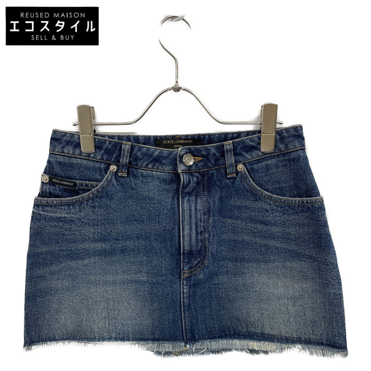 DOLCE-GABBANA ドルチェアンドガッバーナ ブルー コットン デニム ミニスカート 40
