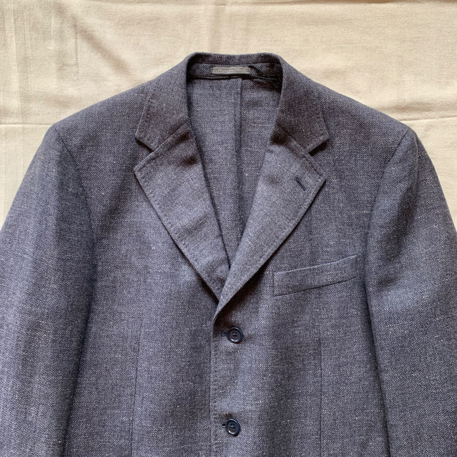 Salvatore Ferragamo フェラガモ イタリア製 テーラードジャケット 3つボタン リネンウールカシミヤ ネイビー