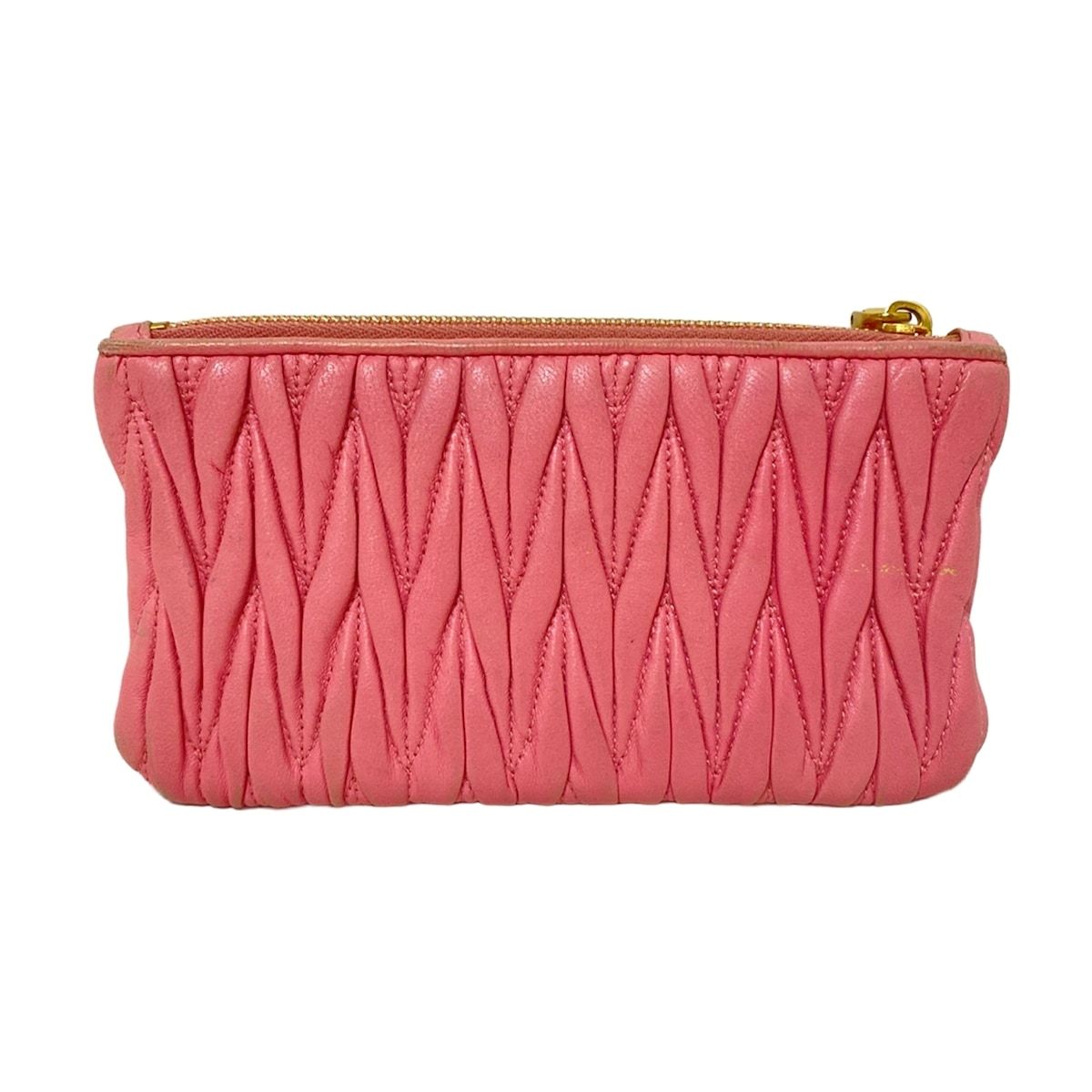 miumiu ミュウミュウ コインケース - ピンク ギャザー レザー
