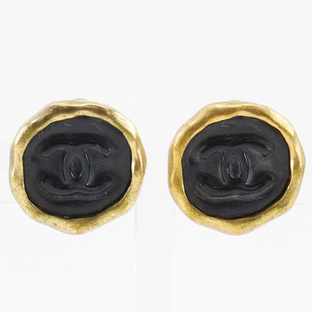 CHANEL シャネル ココマーク ヴィンテージ 金メッキ 黒 95P レディース 23.1g イヤリング