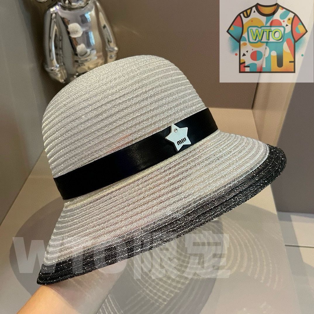 ミュウミュウ オーガンジーボウルハット ブロック日焼け防止ハット 頭周り 57 cm WTO輸入 JWA 50