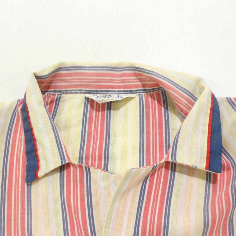 70s vintage J.C.Penney マルチストライプ柄 オープンカラー パジャマ