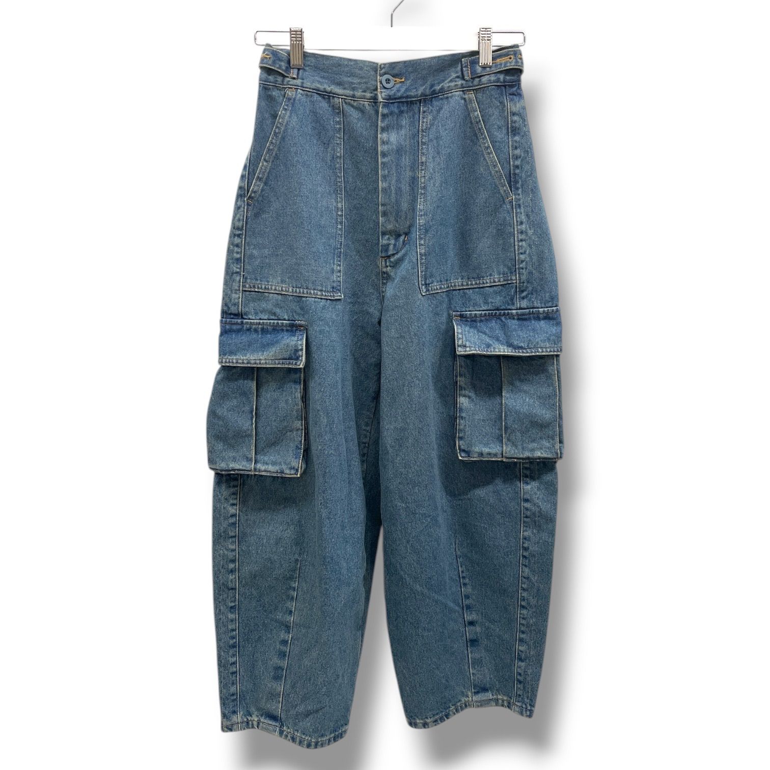 CONESBOSS コーンズボス デニムカーゴパンツ ジーンズ ケミカルウォッシュ ワイド ポケット ユニセックス CPZ2042103A0001 青 ブルー Sサイズ レディース メンズ 通年 ゴーゴー古着久喜倉庫店 No.1391Y