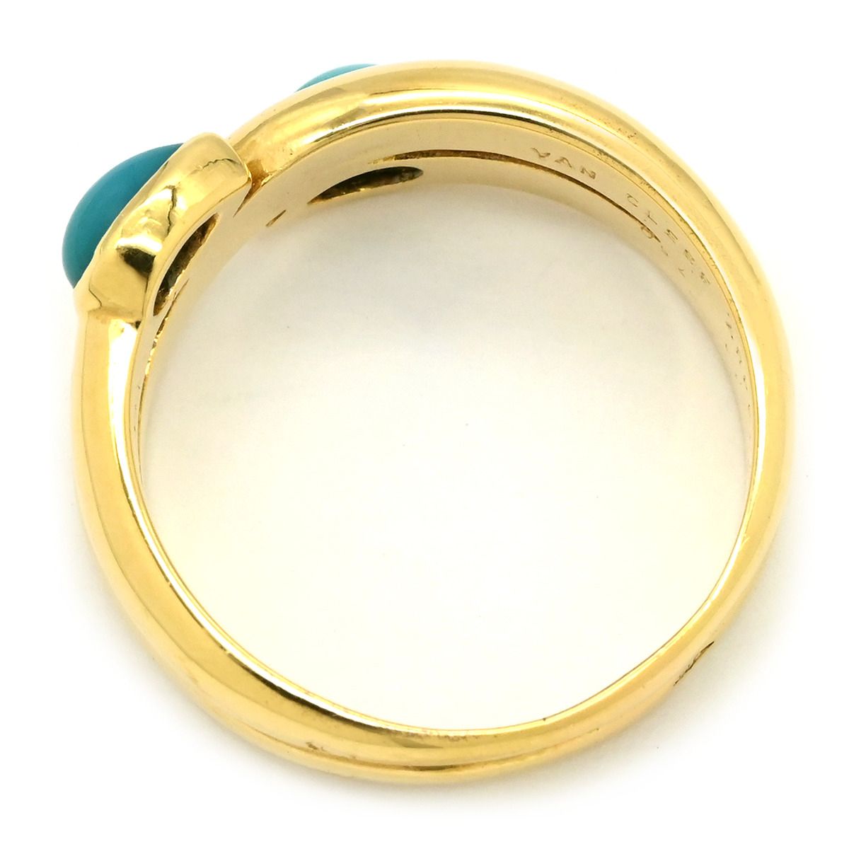 ヴァンクリーフアーペル Van Cleef Arpels リング 指輪 K 18 YG ターコイズ イエローゴールド 750 AU 18金 KT ブルー 15号