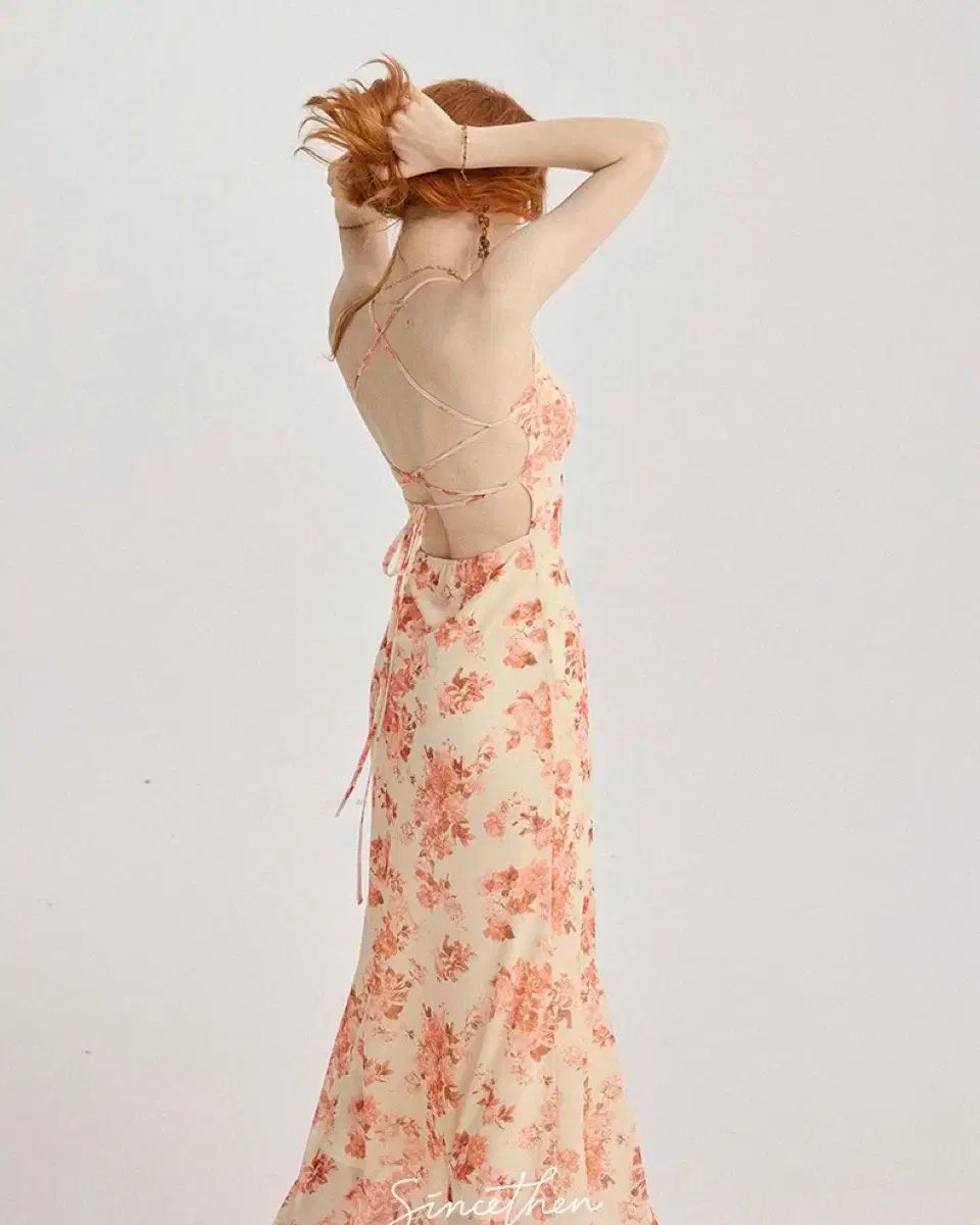 快活な Sサイズ Since Then オレンジ フローラル バックレス ONE PIECE リゾート キャミソールワンピース