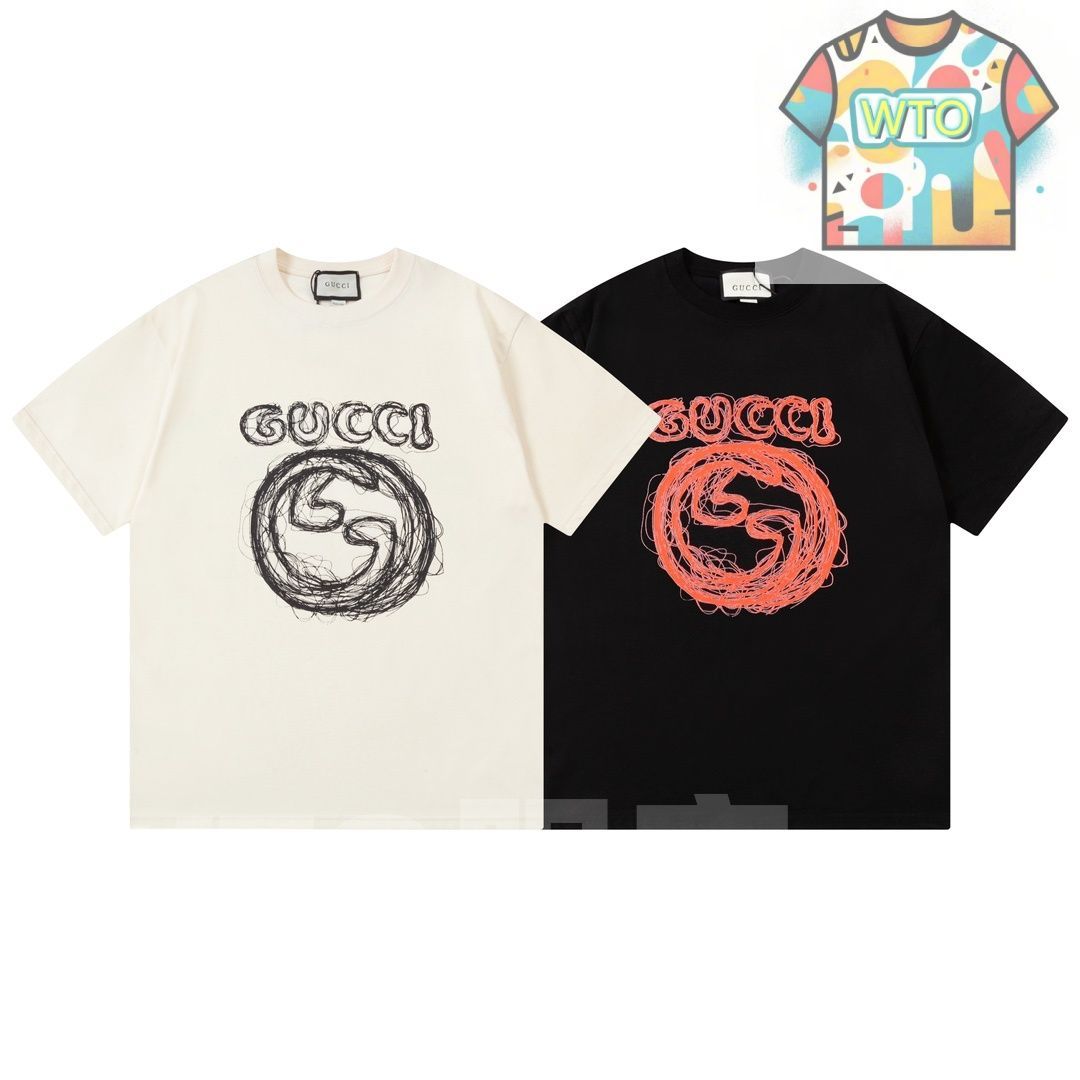 WTO通販 GUCCI ダブルGロゴ カーブレタープリントTシャツ -WTO輸入-AOB51