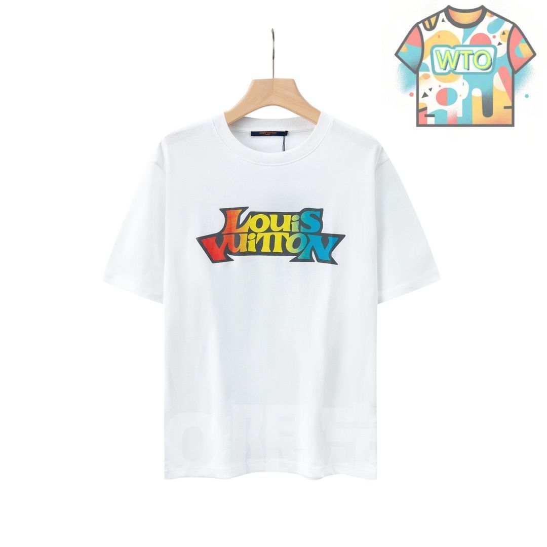 WTO通販 カラフルロゴプリント ユニセックス コットンTシャツ -WTO輸入-IOL 09