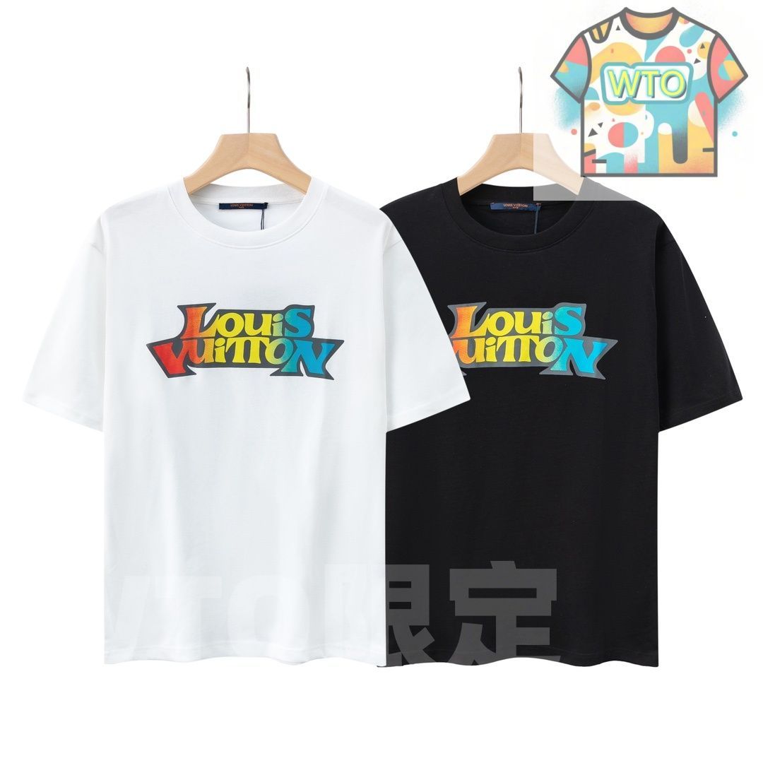 WTO通販 カラフルロゴプリント ユニセックス コットンTシャツ -WTO輸入-IOL09