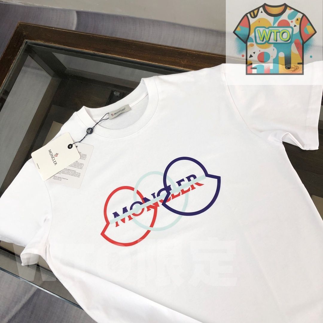 WTO通販 MONCLER 春夏 カップルTシャツ ブラック ホワイト WTO輸入 PTZ 44 Tシャツ アパレル キャラクターグッズ