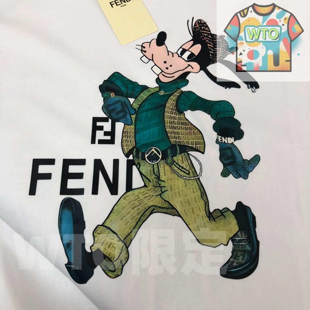  WTO通販 FENDI 春夏 カートゥーンプリントTシャツ WTO輸入 ZSW 91 Tシャツ アパレル キャラクターグッズ