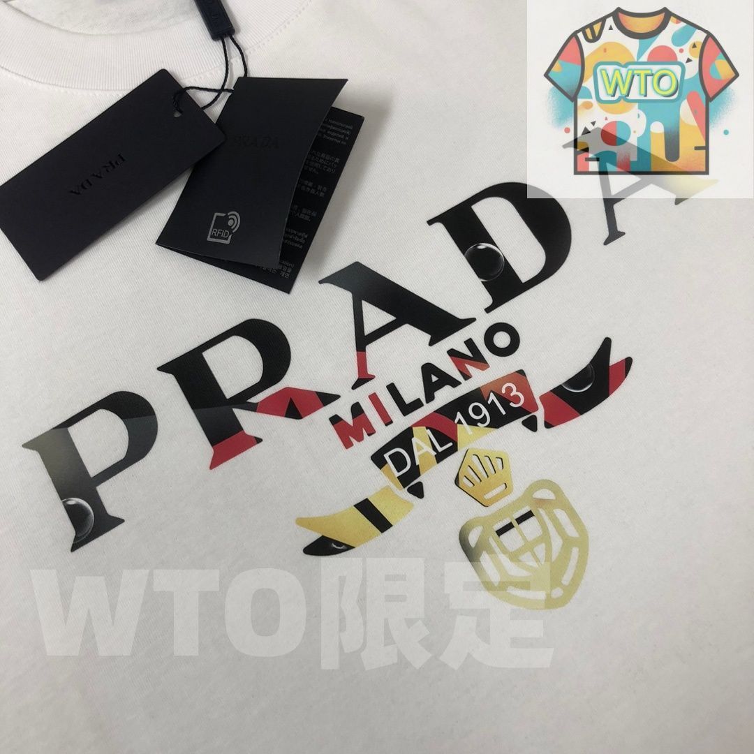  WTO通販 PRADA 春夏 ロゴプリントTシャツ WTO輸入 YYU 18 Tシャツ アパレル キャラクターグッズ