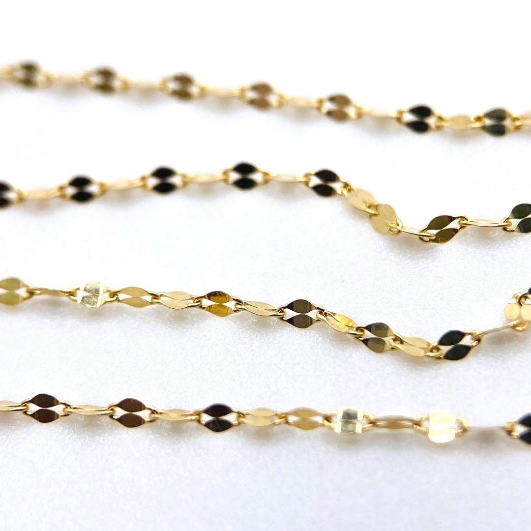 専用　18金 ✨k18ペタルネックレス✨スライド付✨45cm幅1.1㎜✨未使用✨ 新品未使用品] 人気k18スライドアジャスター付ペタルネックレス45cm 幅