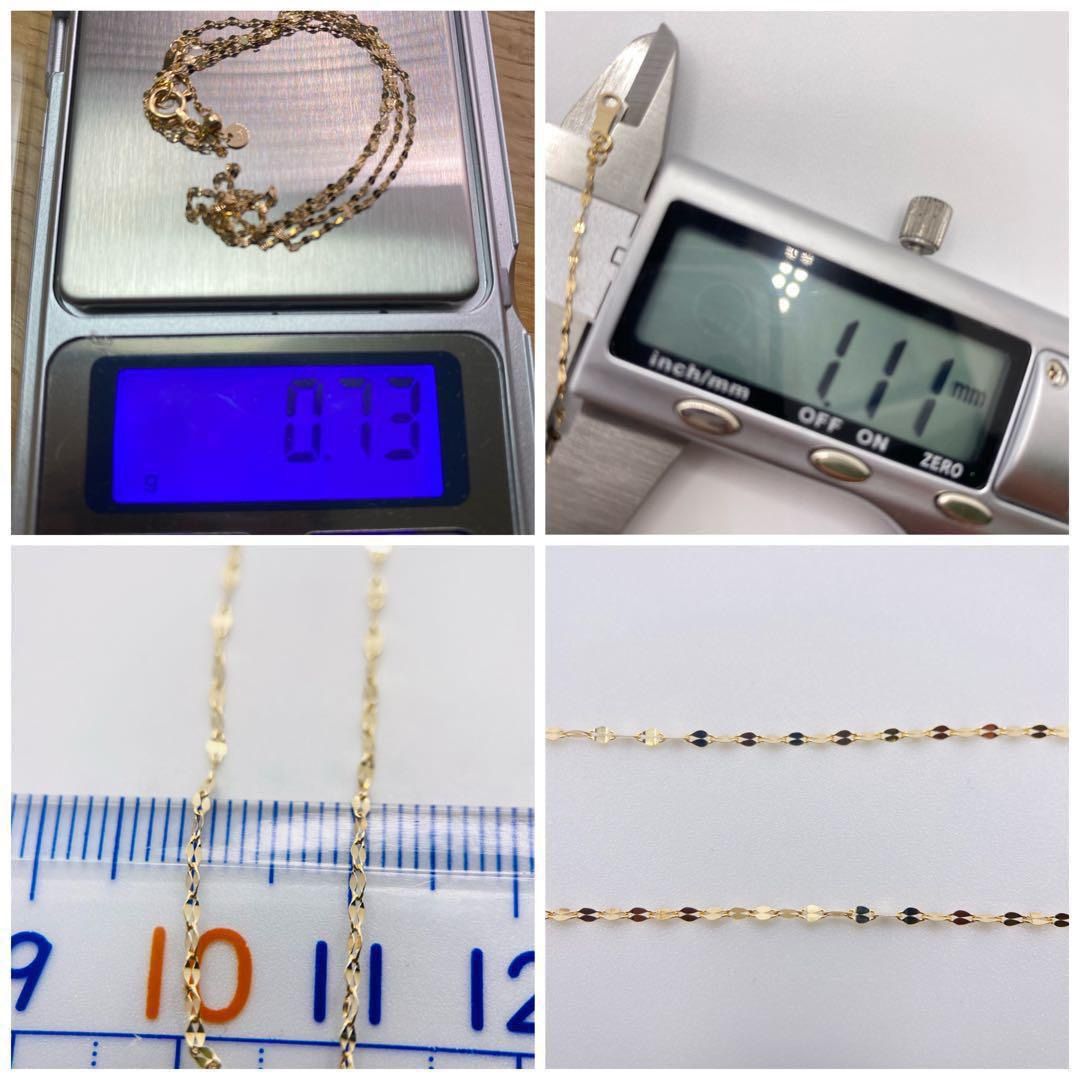 新品未使用品] 人気k18スライドアジャスター付ペタルネックレス45cm 幅