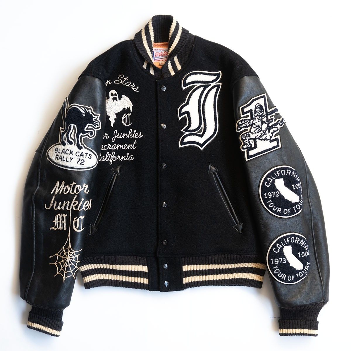 STYLE EYES フルデコ レザースリーブ スタジャン 40 スタイルアイズ ワッペン ジャケット 25110138