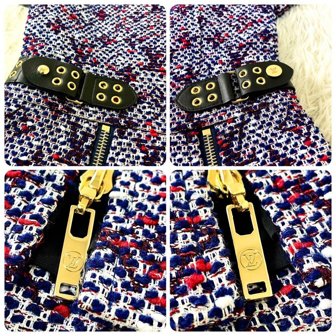 ルイヴィトン ツイードワンピース 牛革ベルト 門りょう ひめか着用