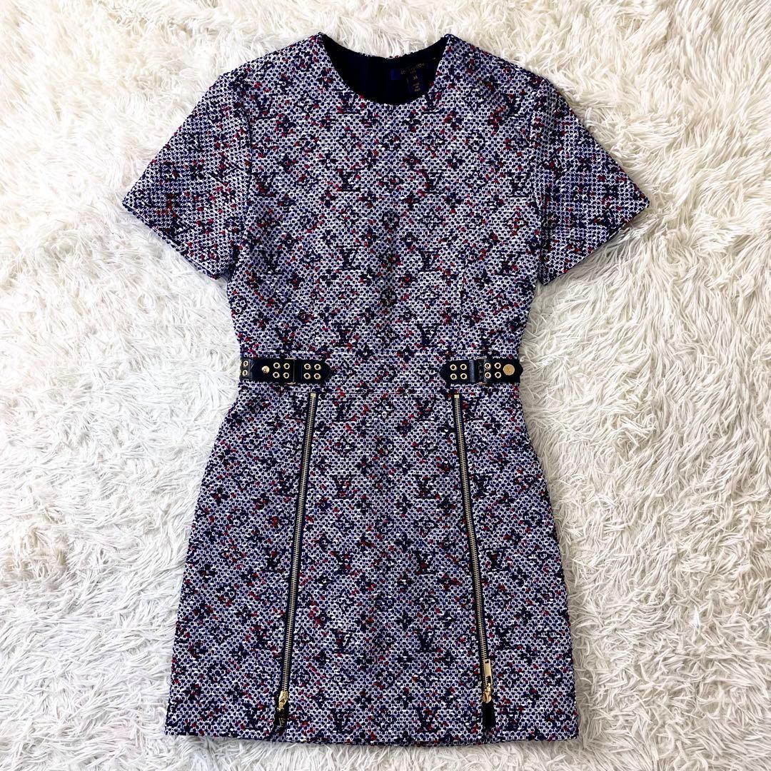 ルイヴィトン　ツイードワンピース　牛革ベルト　門りょう　ひめか着用 ルイヴィトン ツイードワンピース 牛革ベルト 門りょう ひめか着用