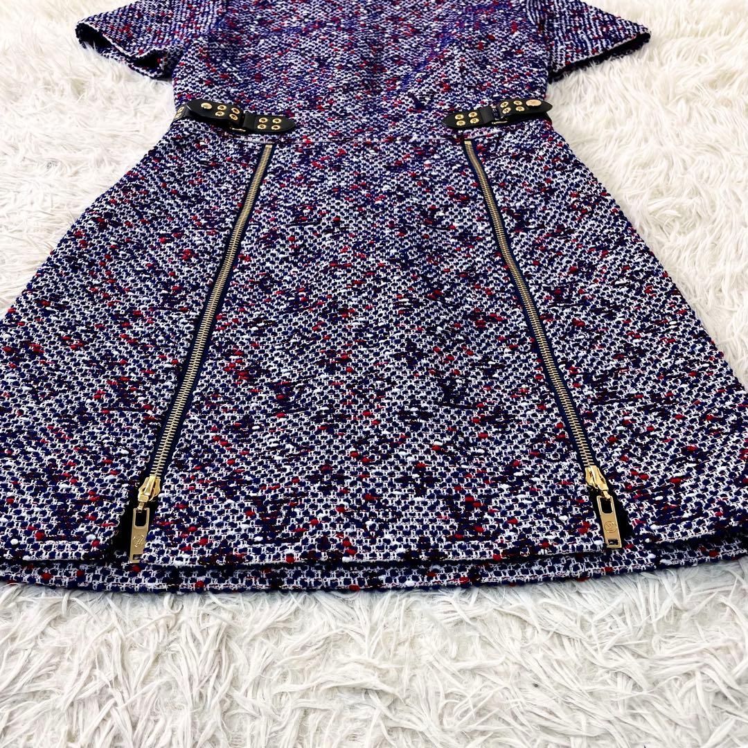 ルイヴィトン ツイードワンピース 牛革ベルト 門りょう ひめか着用